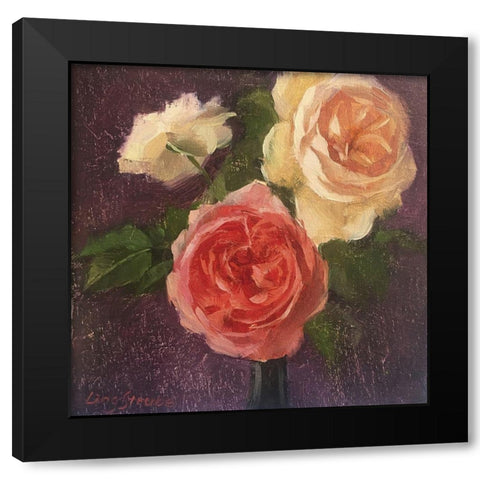The Roses Black Modern Wood Framed Art Print by Strube, Ling