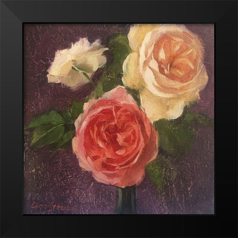 The Roses Black Modern Wood Framed Art Print by Strube, Ling