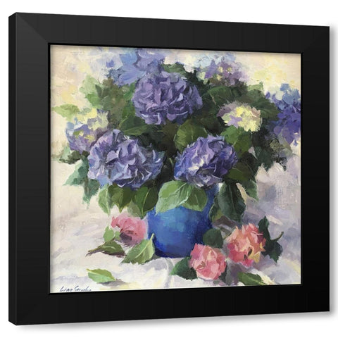 The Charm of Hydrangea Black Modern Wood Framed Art Print by Strube, Ling