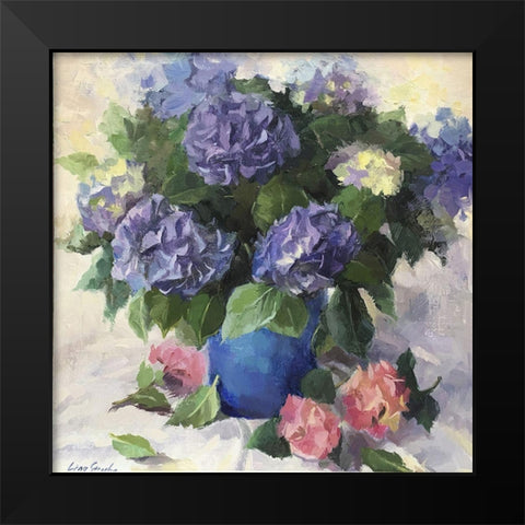 The Charm of Hydrangea Black Modern Wood Framed Art Print by Strube, Ling