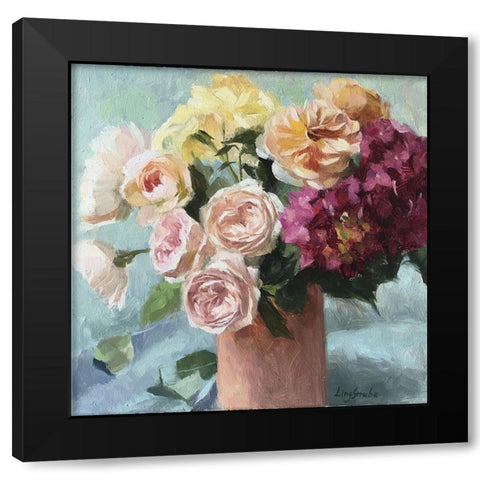 Summer Bouquet Black Modern Wood Framed Art Print by Strube, Ling