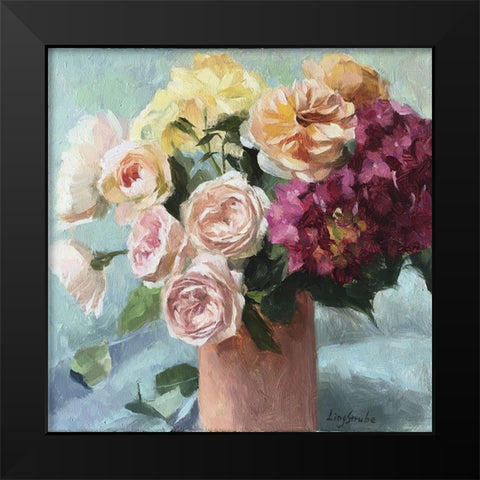 Summer Bouquet Black Modern Wood Framed Art Print by Strube, Ling
