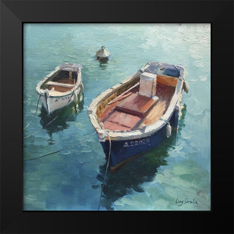 Two Boats Black Modern Wood Framed Art Print by Strube, Ling