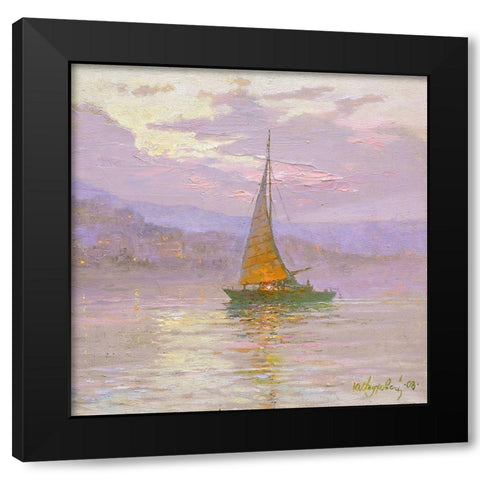The Sail Black Modern Wood Framed Art Print with Double Matting by Obuchovsky, Yury