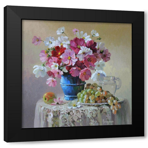 Still Life with Grapes Black Modern Wood Framed Art Print by Rogozina, Svetlana