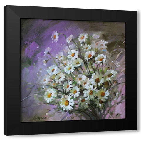 Daisies Black Modern Wood Framed Art Print by Rogozina, Svetlana
