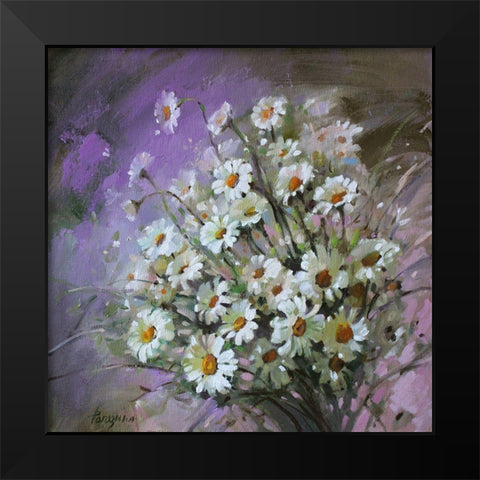 Daisies Black Modern Wood Framed Art Print by Rogozina, Svetlana