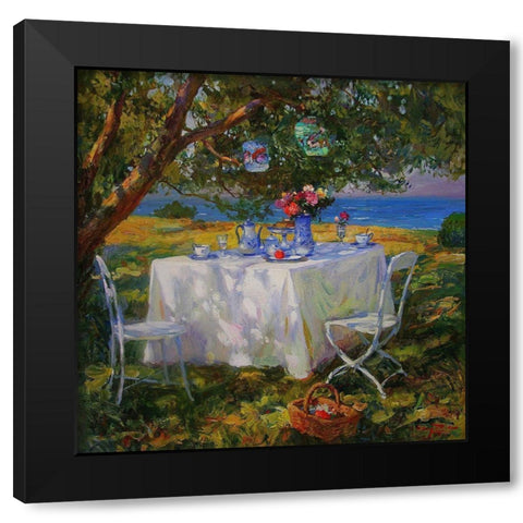 A Table in Garden I Black Modern Wood Framed Art Print with Double Matting by Sviridov, Sergei