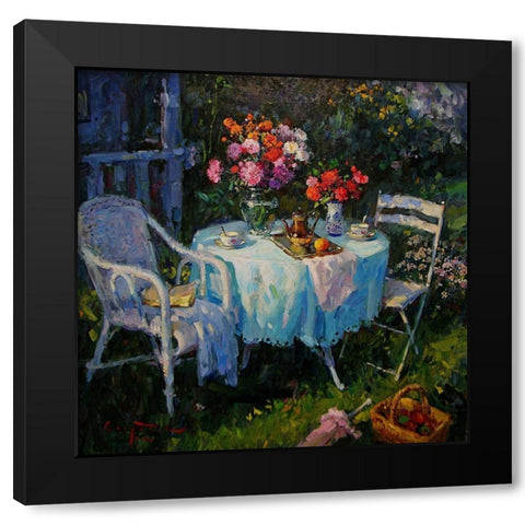 A Table in Garden II Black Modern Wood Framed Art Print with Double Matting by Sviridov, Sergei