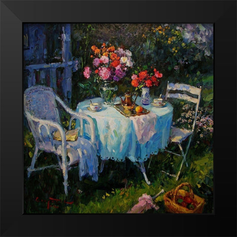 A Table in Garden II Black Modern Wood Framed Art Print by Sviridov, Sergei