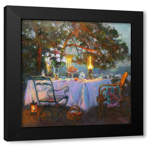 A Table in Garden III Black Modern Wood Framed Art Print by Sviridov, Sergei