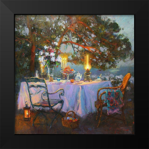 A Table in Garden III Black Modern Wood Framed Art Print by Sviridov, Sergei