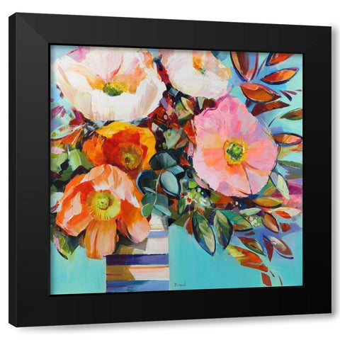 Floral Shock Black Modern Wood Framed Art Print with Double Matting by Bond
