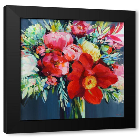 Fiori Black Modern Wood Framed Art Print by Bond