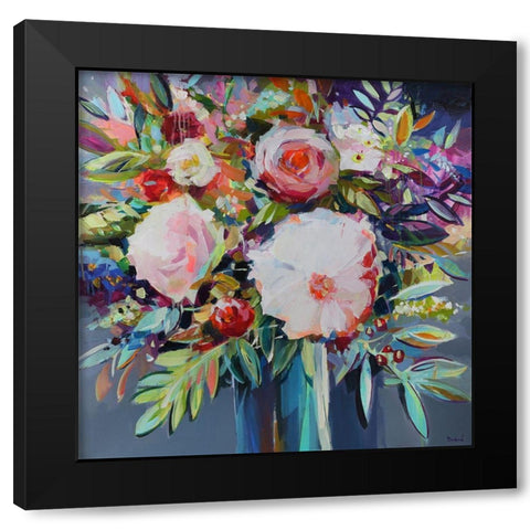 Aura of Floral Sweetness Black Modern Wood Framed Art Print by Bond