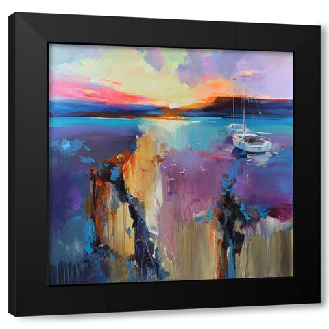 Skylines Black Modern Wood Framed Art Print with Double Matting by Bond