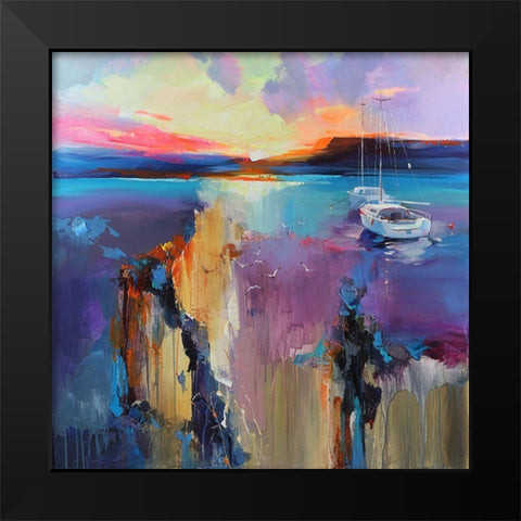 Skylines Black Modern Wood Framed Art Print by Bond