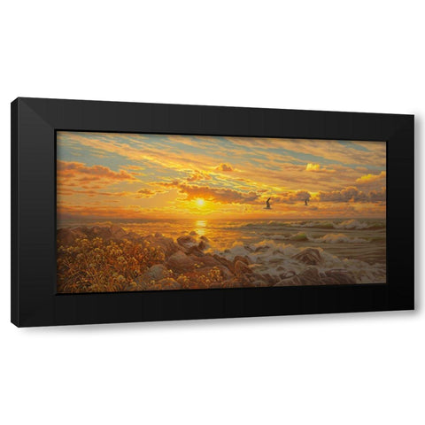 Sunset above the Sea I Black Modern Wood Framed Art Print by Adamov, Alexey