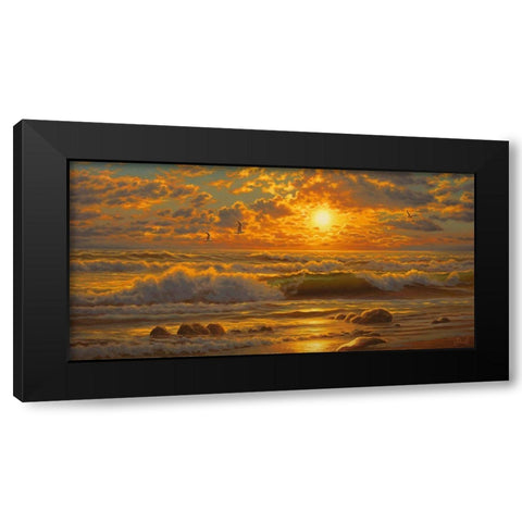 Sunset above the Sea II Black Modern Wood Framed Art Print with Double Matting by Adamov, Alexey