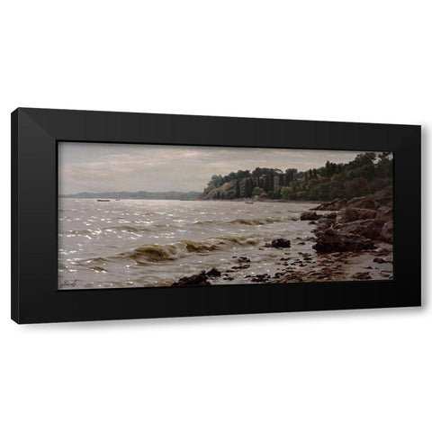 Surf Black Modern Wood Framed Art Print with Double Matting by Adamov, Alexey