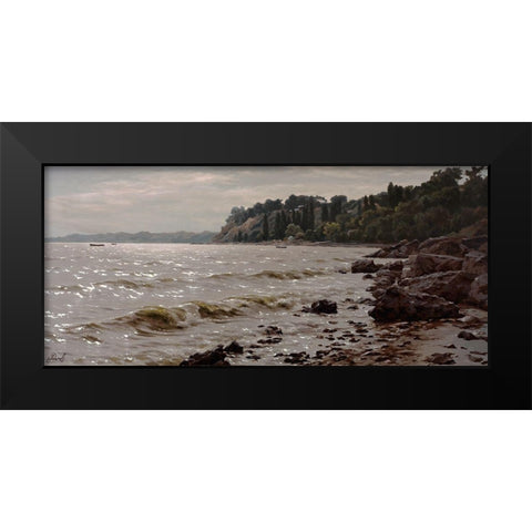 Surf Black Modern Wood Framed Art Print by Adamov, Alexey