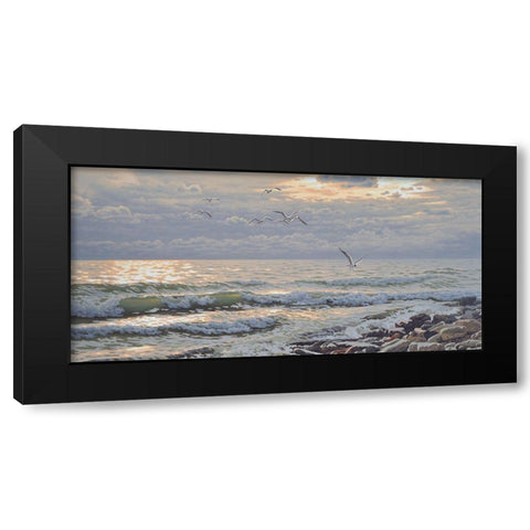 Warm Sea I Black Modern Wood Framed Art Print with Double Matting by Adamov, Alexey