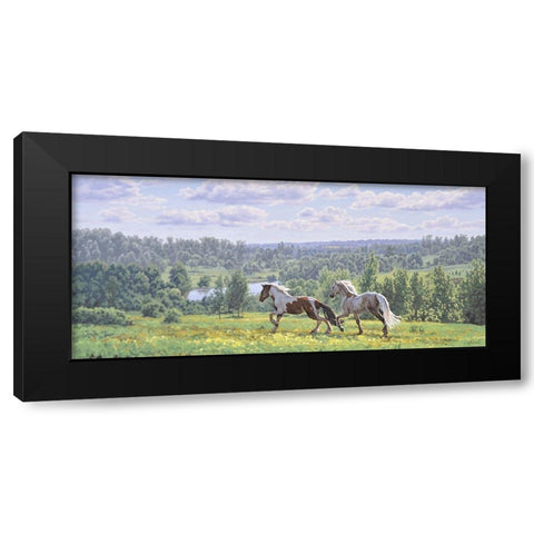 Open Spaces Black Modern Wood Framed Art Print with Double Matting by Adamov, Alexey