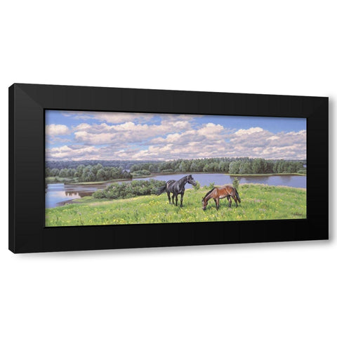 Summer Day Black Modern Wood Framed Art Print with Double Matting by Adamov, Alexey