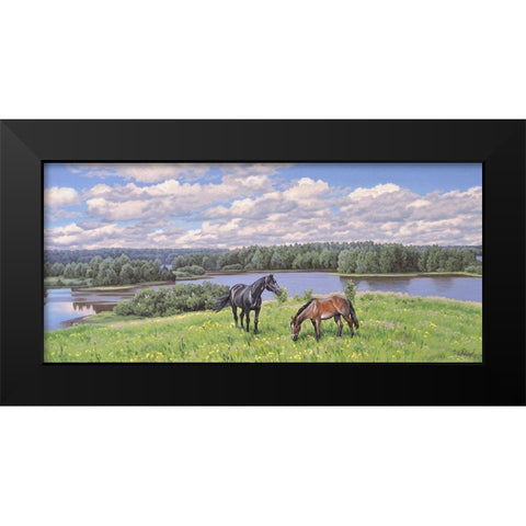 Summer Day Black Modern Wood Framed Art Print by Adamov, Alexey