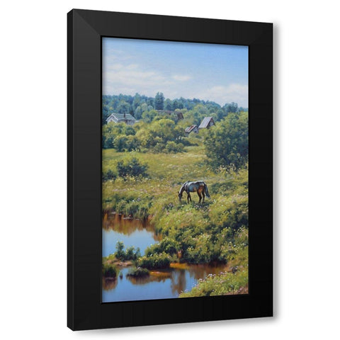 Etude near Village Nikolayaevka Black Modern Wood Framed Art Print with Double Matting by Adamov, Alexey