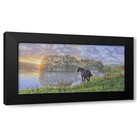 Sunrise Black Modern Wood Framed Art Print with Double Matting by Adamov, Alexey