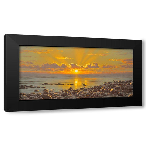 Evening by the Sea Black Modern Wood Framed Art Print with Double Matting by Adamov, Alexey