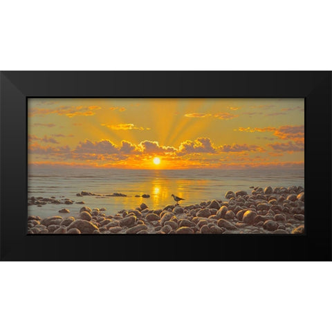 Evening by the Sea Black Modern Wood Framed Art Print by Adamov, Alexey