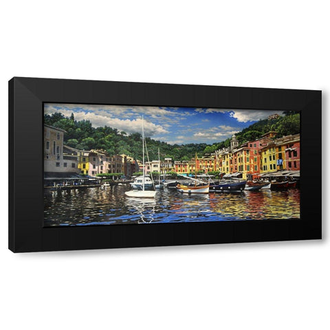 Town by the Sea Black Modern Wood Framed Art Print with Double Matting by Adamov, Alexey