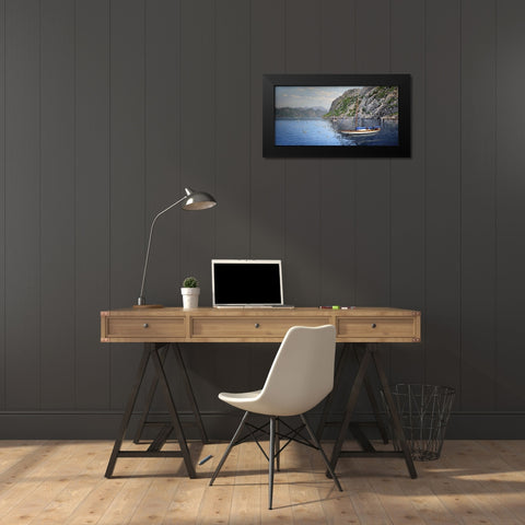 Drive by the Rocks Black Modern Wood Framed Art Print by Adamov, Alexey