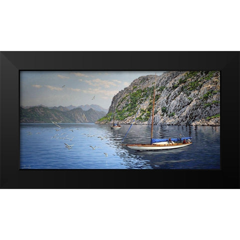 Drive by the Rocks Black Modern Wood Framed Art Print by Adamov, Alexey