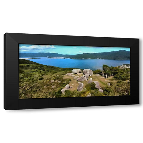 Big Stones near the Sea II Black Modern Wood Framed Art Print by Medeiros, Celito