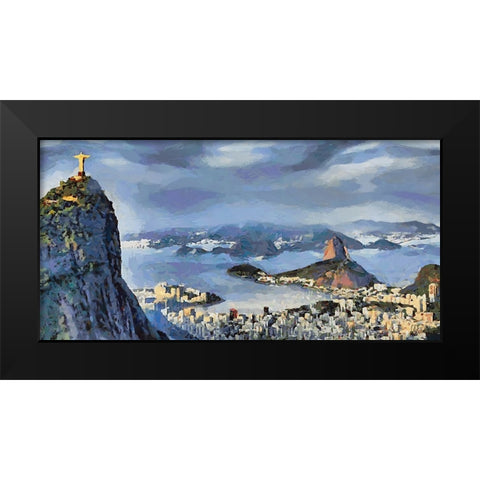 Rio View Black Modern Wood Framed Art Print by Medeiros, Celito