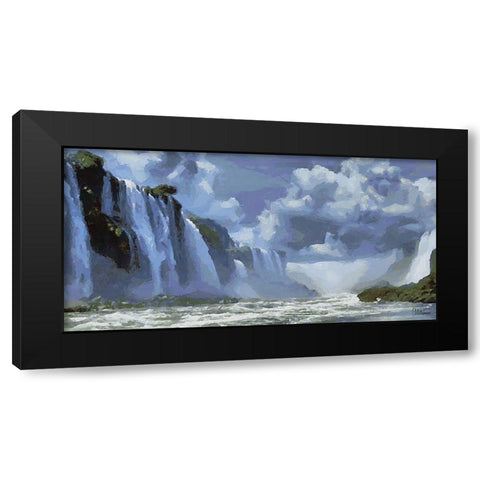 Iguazu Watterfalls II Black Modern Wood Framed Art Print with Double Matting by Medeiros, Celito