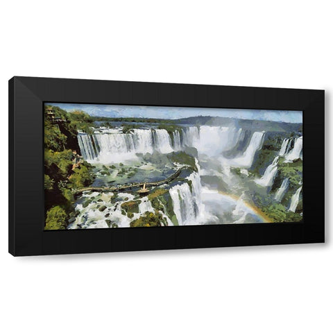 Iguazu Watterfalls III Black Modern Wood Framed Art Print with Double Matting by Medeiros, Celito