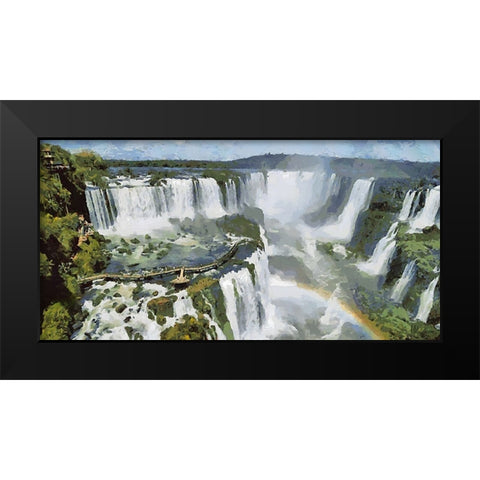 Iguazu Watterfalls III Black Modern Wood Framed Art Print by Medeiros, Celito