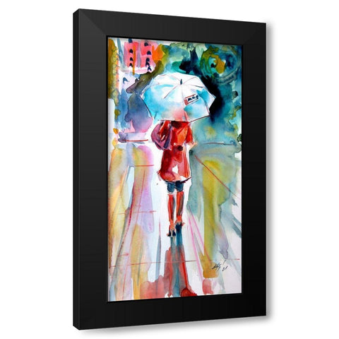 Girl with Umbrella Black Modern Wood Framed Art Print with Double Matting by Kovacs, Anna Brigite