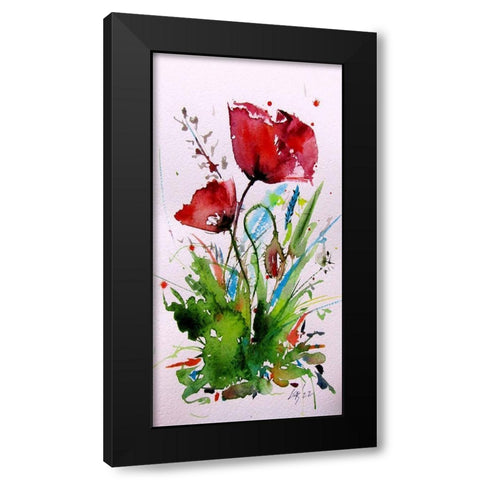 Sweet Poppies Black Modern Wood Framed Art Print with Double Matting by Kovacs, Anna Brigite