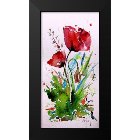 Sweet Poppies Black Modern Wood Framed Art Print by Kovacs, Anna Brigite