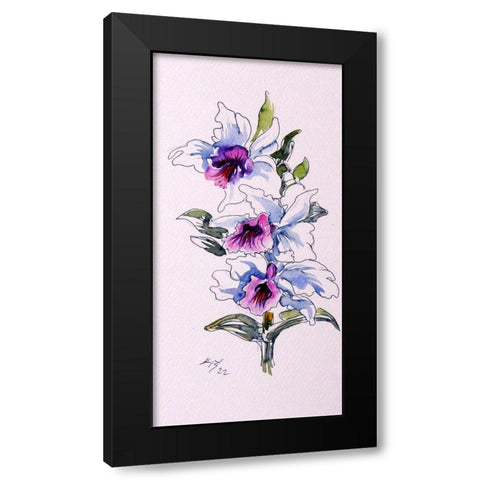 Tropical Floral  Black Modern Wood Framed Art Print by Kovacs, Anna Brigite