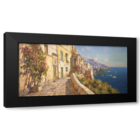 Dark blue Sea by Amalfi Black Modern Wood Framed Art Print by Obuchovsky, Yury