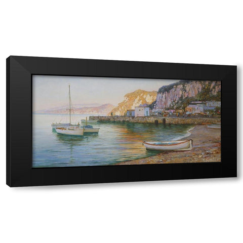 Evening on Capri Black Modern Wood Framed Art Print with Double Matting by Obuchovsky, Yury