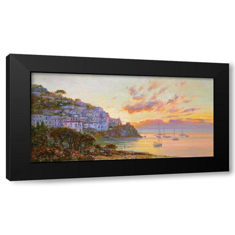 Amalfi. Extinguishing Day Black Modern Wood Framed Art Print by Obuchovsky, Yury