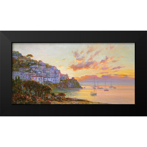 Amalfi. Extinguishing Day Black Modern Wood Framed Art Print by Obuchovsky, Yury