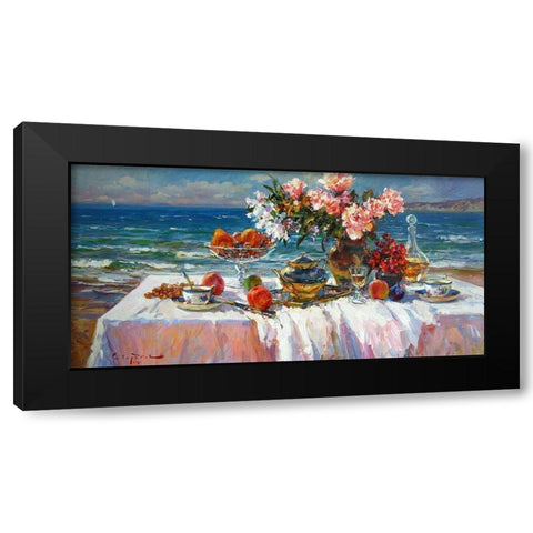 A Table by the Sea I Black Modern Wood Framed Art Print by Sviridov, Sergei